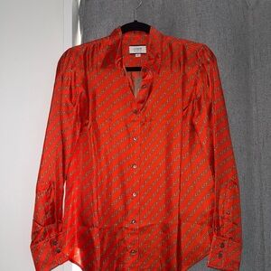 J. Crew Women’s Orange Silky Button Down Shirt